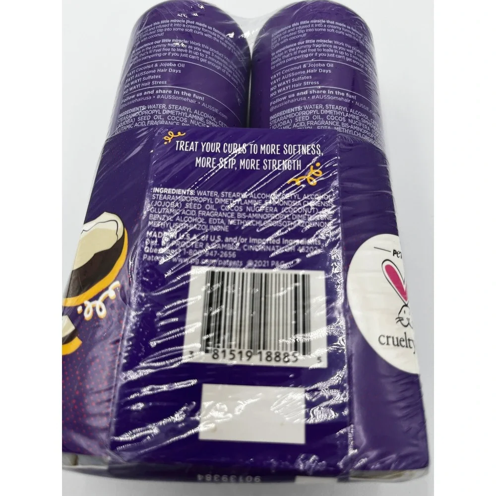 Aussie 3 Minute Miracle Curls Deep Conditioner 16oz Purple NEW 2-Pack